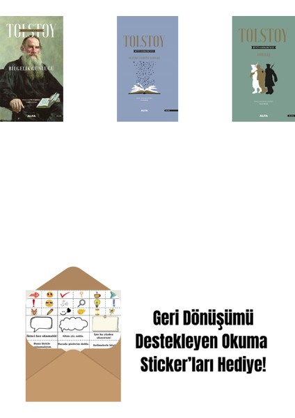 Tolstoy Bütün Eserleri 16 + Tolstoy Bütün Eserleri 17 (Ciltli) + Tolstoy Bütün Eserleri 13 (Ciltli) + Okuma Sticker'ları
