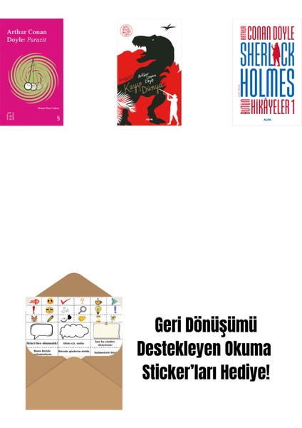 Everest Açıkhava 37 - Parazit + Kayıp Dünya + Sherlock Holmes - Bütün Hikayeler 1 (Ciltli) + Okuma Sticker'ları