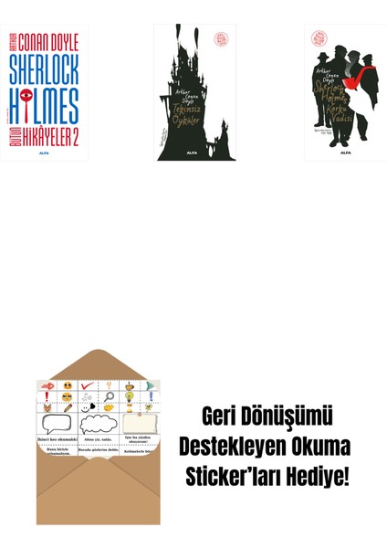 Sherlock Holmes - Bütün Hikayeler 2 (Ciltli) + Tekinsiz Öyküler + Sherlock Holmes - Korku Vadisi + Okuma Sticker'ları