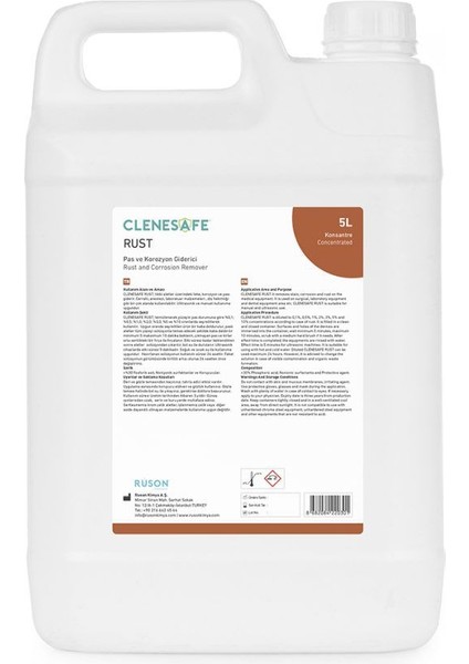 Rust Pas ve Korozyon 5 Lt Dezenfektan