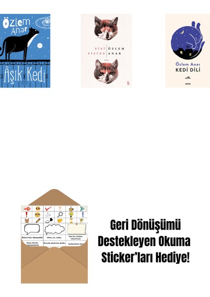 Âşık Kedi + Pisi Pisine + Kedi Dili + Okuma Sticker'ları