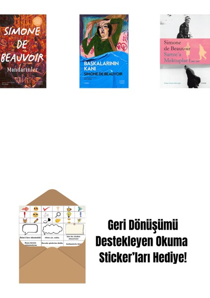 Mandarinler (Ciltli) + Başkalarının Kanı + Sartre’a Mektuplar 1: 1930-1939 + Okuma Sticker'ları