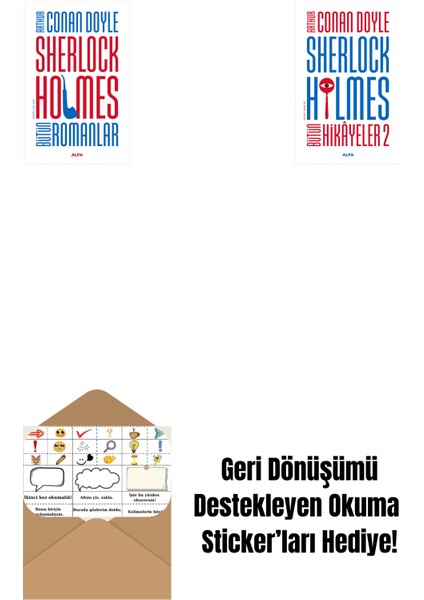 Sherlock Holmes - Bütün Romanlar (Ciltli) + Sherlock Holmes - Bütün Hikayeler 2 (Ciltli) + Okuma Sticker'ları