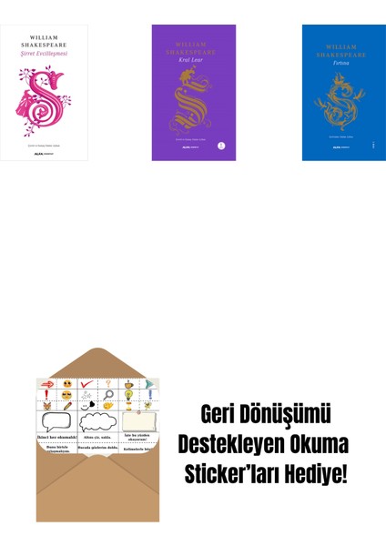 Şirret Evcilleşmesi + Kral Lear (Ciltli) + Bir Yazdönümü Gecesi Rüyası (Ciltli) + Okuma Sticker'ları