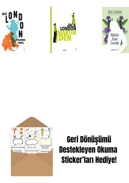 Atalarının Tanrısı + Martin Eden + Makaloa Hasırı Üzerinde + Okuma Sticker'ları