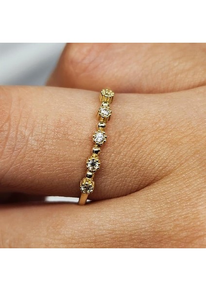 Gümüş Yüzük - Beş Taş 0,45CT Pırlanta Montörü Evlilik Alyansı-Pırlanta(Signity Taşlı)Alyans-Hediye Gümüş Yüzük indirimleri