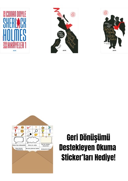 Sherlock Holmes - Bütün Hikayeler 1 (Ciltli) + Sherlock Holmes'un Dönüşü + Sherlock Holmes - Korku Vadisi + Okuma Sticker'ları