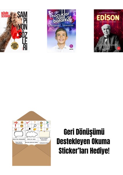 Şampiyon Sözleri + Çocuklar Nasıl Başarır 2 + Edison + Okuma Sticker'ları