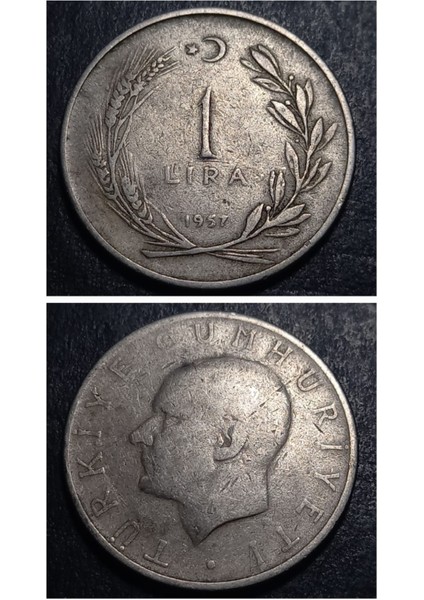 399636860AAD3682DD 1957 Menderes 1lira Haliye Eski Madeni Para
