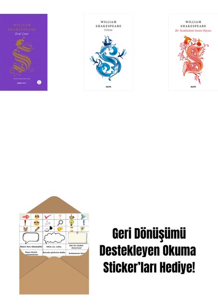 Kral Lear + Venedik Taciri + Fırtına (Ciltli) + Okuma Sticker'ları