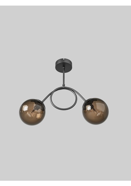 Arven Modern Metal Gövdeli 2'li Cam Küre Avize | Yay Formlu Aydınlatma Avize Modeli