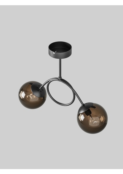Arven Modern Metal Gövdeli 2'li Cam Küre Avize | Yay Formlu Aydınlatma Avize Modeli