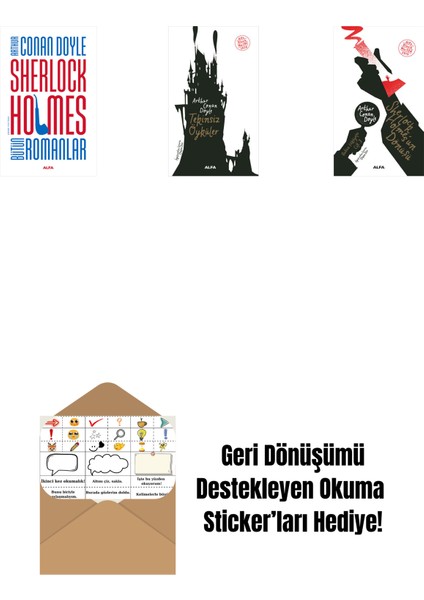 Sherlock Holmes - Bütün Romanlar (Ciltli) + Tekinsiz Öyküler + Sherlock Holmes'un Dönüşü + Okuma Sticker'ları