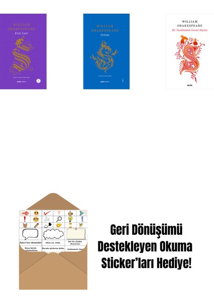 Kral Lear (Ciltli) + Bir Yazdönümü Gecesi Rüyası (Ciltli) + Fırtına + Okuma Sticker'ları
