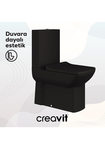 Lara Duroplast Yavaş Kapanan Klozet Kapaklı Siyah Set