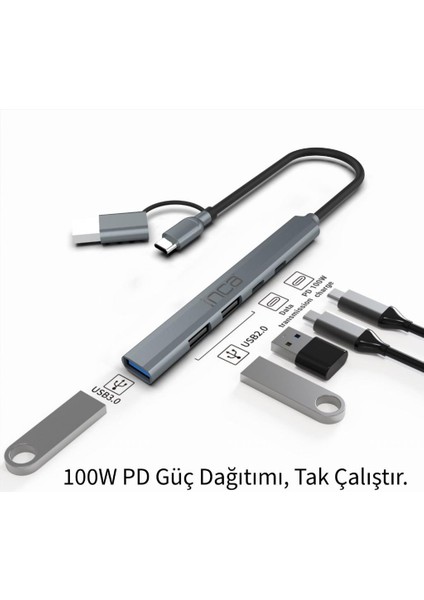 IUTP-06T 15CM Tip-C+Usb=>1*usb3.0+2*usb2.0+ PD100W fırsatları