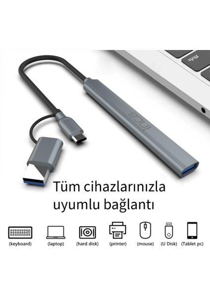 IUTP-06T 15CM Tip-C+Usb=>1*usb3.0+2*usb2.0+ PD100W indirimleri
