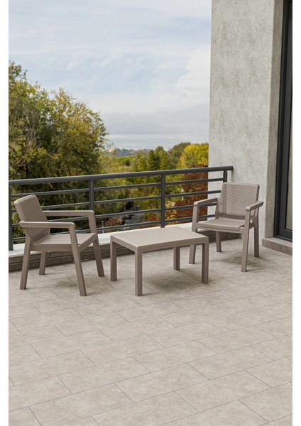 Prestij 1+1 Sehpa Mindersiz 2 Kişilik Bistro Set Bahçe Balkon Teras Takımı
