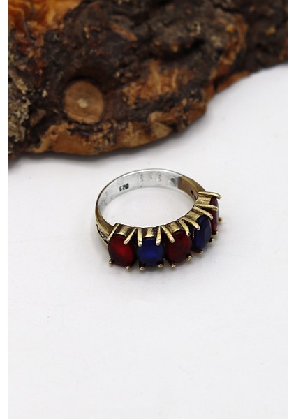 Safir ve Yakut Taşlı Beştaş Model Otantik Kadın Gümüş Yüzük 201024332 fırsatları