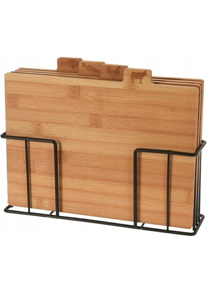 4'lü Bambu Kesme Tahtası Seti - Kahverengi - 28X20X7 cm