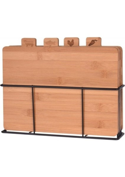 4'lü Bambu Kesme Tahtası Seti - Kahverengi - 28X20X7 cm fiyatları