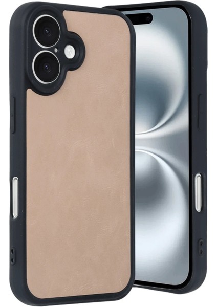 Newface iPhone 16 Kılıf Aras Deri Kapak - Pudra