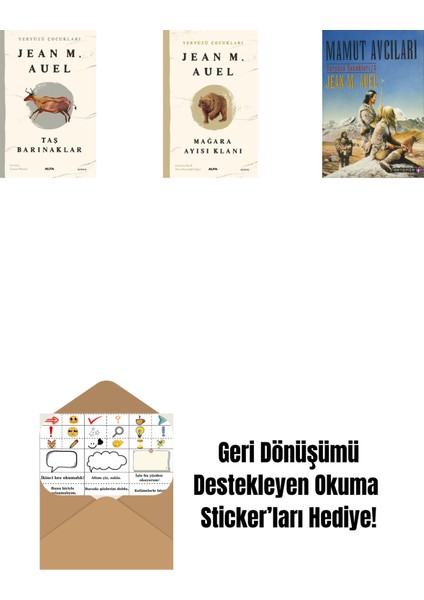 Yeryüzü Çocukları 5 - Taş Barınaklar + Yeryüzü Çocukları 1 - Mağara Ayısı Klanı + Mamut Avcıları + Okuma Sticker'ları