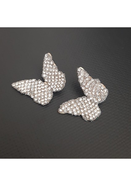 Vip Özel Seri Çift Renk Taşlı Kelebek Figürlü Kadın Küpe fırsatları