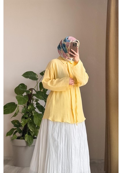 Classic Müslin Gömlek-Limon sarı