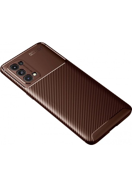 Newface Oppo Reno 5 Pro Kılıf Auto Focus Karbon Kapak - Kahverengi fiyatları