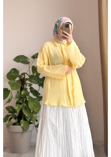 Classic Müslin Gömlek-Limon sarı modelleri