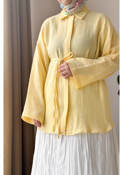 Classic Müslin Gömlek-Limon sarı indirimleri