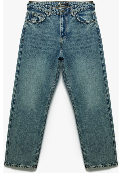 Pamuklu Cep Detaylı Bol Baggy Jean Pantolon