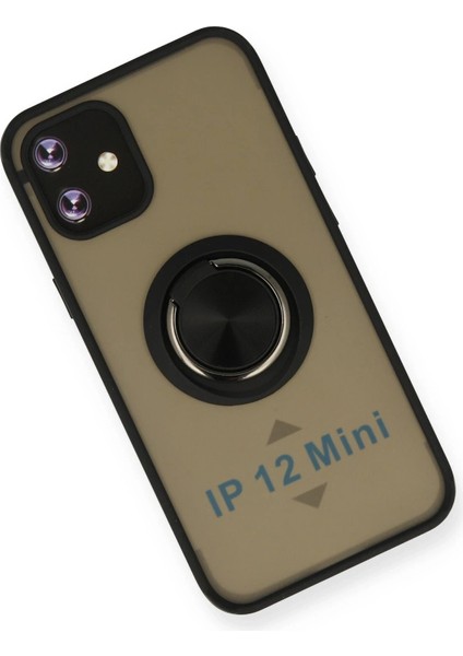 Newface iPhone 12 Kılıf Montreal Yüzüklü Silikon Kapak - Siyah