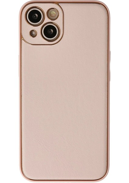 Newface iPhone 13 Kılıf Coco Deri Silikon Kapak - Pudra