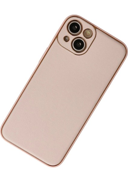 Newface iPhone 13 Kılıf Coco Deri Silikon Kapak - Pudra