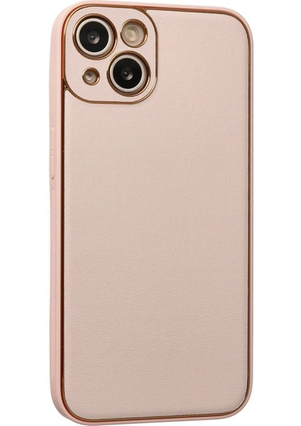Newface iPhone 13 Kılıf Coco Deri Silikon Kapak - Pudra