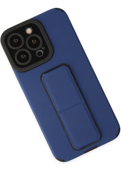 Newface iPhone 13 Pro Kılıf Mega Standlı Silikon - Mavi