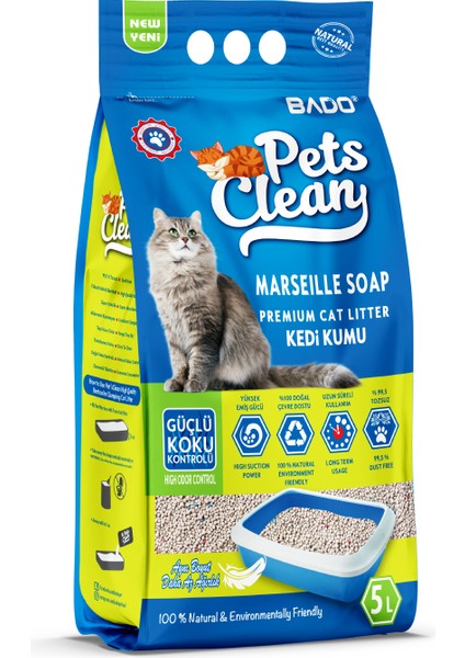 Premium Sabun Kokulu Kedi Kumu Kalın 5 lt