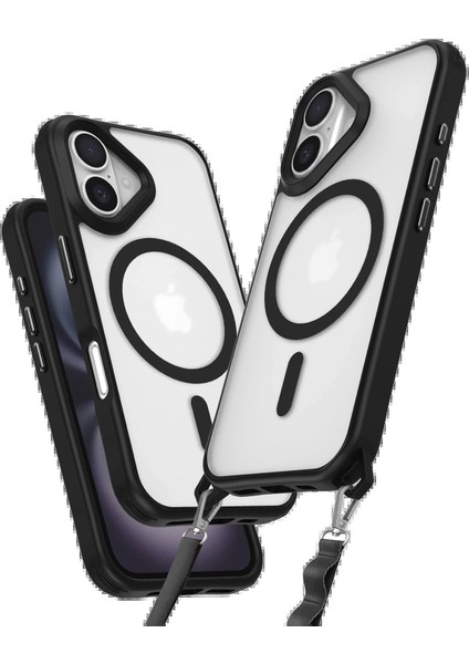 Newface iPhone 16 Plus Kılıf Enka Magsafe Silikon Kılıf - Siyah