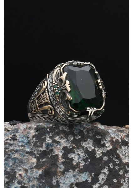 Doğal Damarlı Akik Taşlı Tesbih ve 925 Ayar Gümüş Yüzük Yeşil Zirkon Taşlı 901963 indirimleri