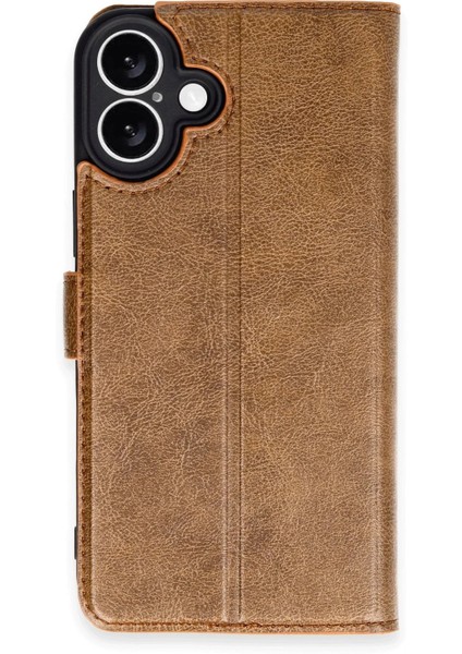 Newface iPhone 16 Plus Kılıf Trend S Plus Kapaklı Kılıf - Taba