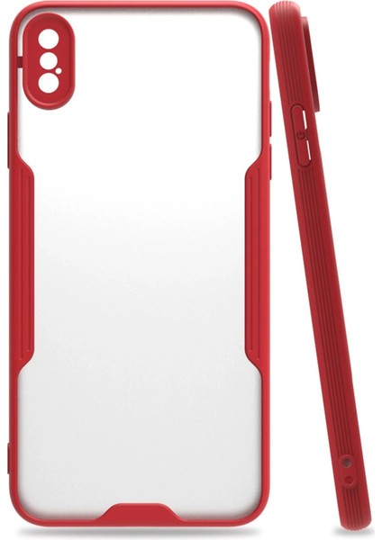 Newface iPhone Xs Max Kılıf Platin Silikon - Kırmızı