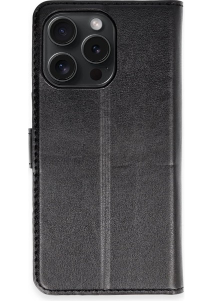 Newface iPhone 15 Pro Max Kılıf Trend S Plus Kapaklı Kılıf - Siyah