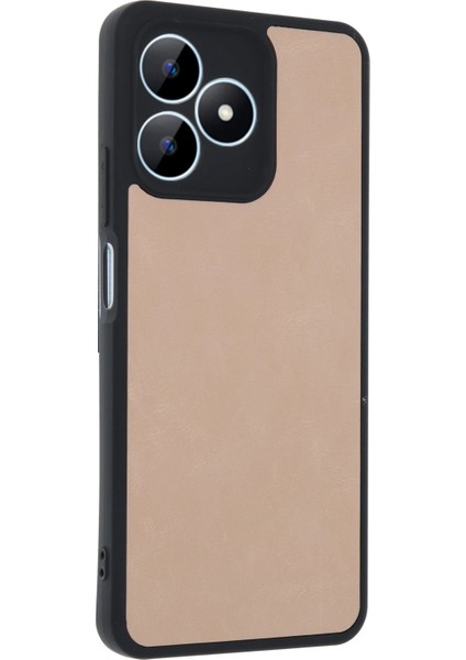 Newface Realme Note 50 4g Kılıf Aras Deri Kapak - Pudra