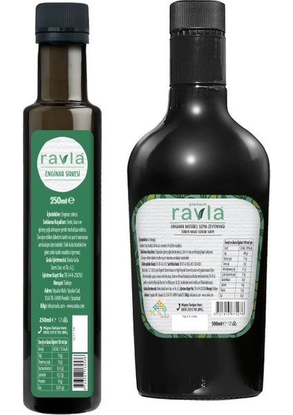 2'li Ürün - Enginar Sirkesi - 250ML / Yüksek Polifenollü Organik Naturel Sızma Zeytinyağı - 500ML indirimleri
