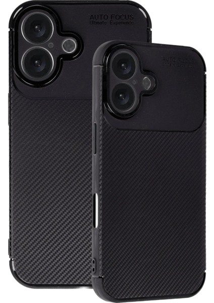 Newface iPhone 16 Kılıf Auto Focus Karbon Kapak - Siyah