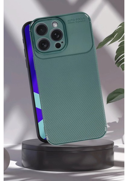Newface iPhone 16 Pro Max Kılıf Auto Focus Karbon Kapak - Koyu Yeşil