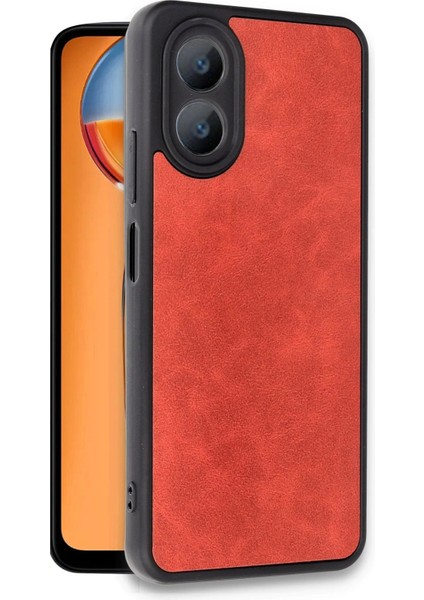 Newface Oppo A38 Kılıf Aras Deri Kapak - Kırmızı