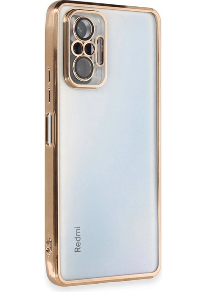 Newface Xiaomi Redmi Note 10 Pro Kılıf Razer Lensli Silikon - Gold